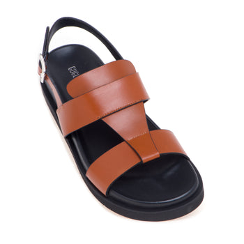 Sandalo basso Guglielmo Rotta in pelle a taglio vivo con T-bar e fussbet - 4