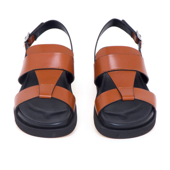 Sandalo basso Guglielmo Rotta in pelle a taglio vivo con T-bar e fussbet - 5