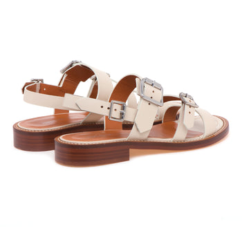 Sandalo basso in pelle Guglielmo Rotta con cinturini regolabili e fondo cuoio  BIANCO - 3