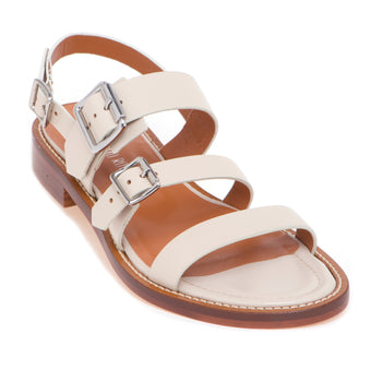 Sandalo basso in pelle Guglielmo Rotta con cinturini regolabili e fondo cuoio  BIANCO - 4