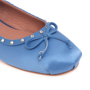 Ballerina Bibi Lou in tessuto satin con cinturino e borchie con strass - 4