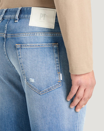 Jeans raggae Pt Torino in denim stretch con strappature - 5