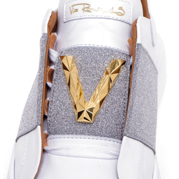 Sneaker Via Roma 15 in pelle con fascia a contrasto e "V" in metallo - 4