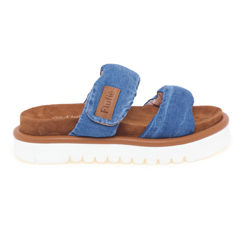 Slipper Flufiè con doppia fascia effetto denim e suola in EVA - 1