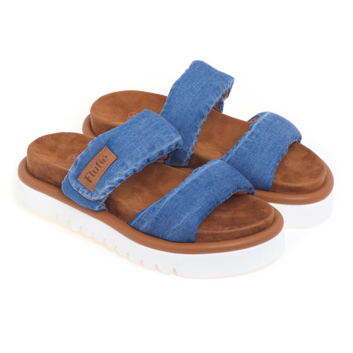 Slipper Flufiè con doppia fascia effetto denim e suola in EVA - 2