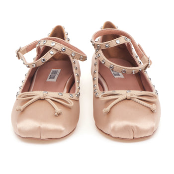 Ballerina Bibi Lou in tessuto satin con cinturino e borchie con strass - 5