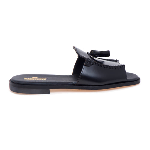 Ciabatta/sandalo flat Sebago Will in pelle spazzolata con nappine