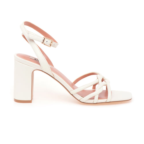 Sandalo Bibi Lou in pelle con fasce imbottite e intrecciate e tacco 8 cm.