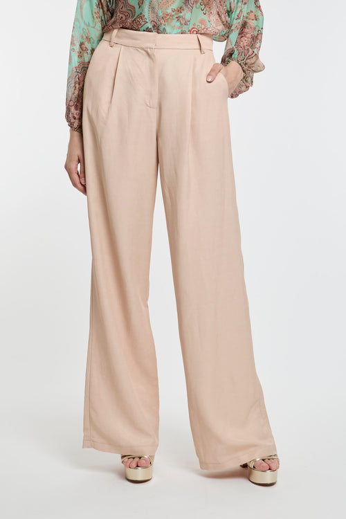 Pantalone ampio Kaos in viscosa e lino con pinces