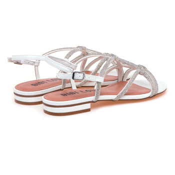 Sandalo flat Bibi Lou in pelle con strass BIANCO - 3