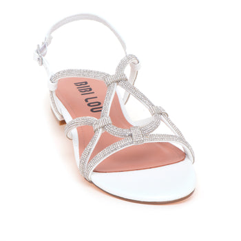Sandalo flat Bibi Lou in pelle con strass BIANCO - 4