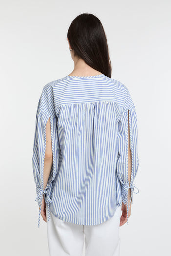 Blusa a righe Pinko in popeline con fiocchi davanti - 5