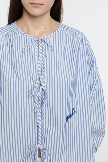 Blusa a righe Pinko in popeline con fiocchi davanti - 6