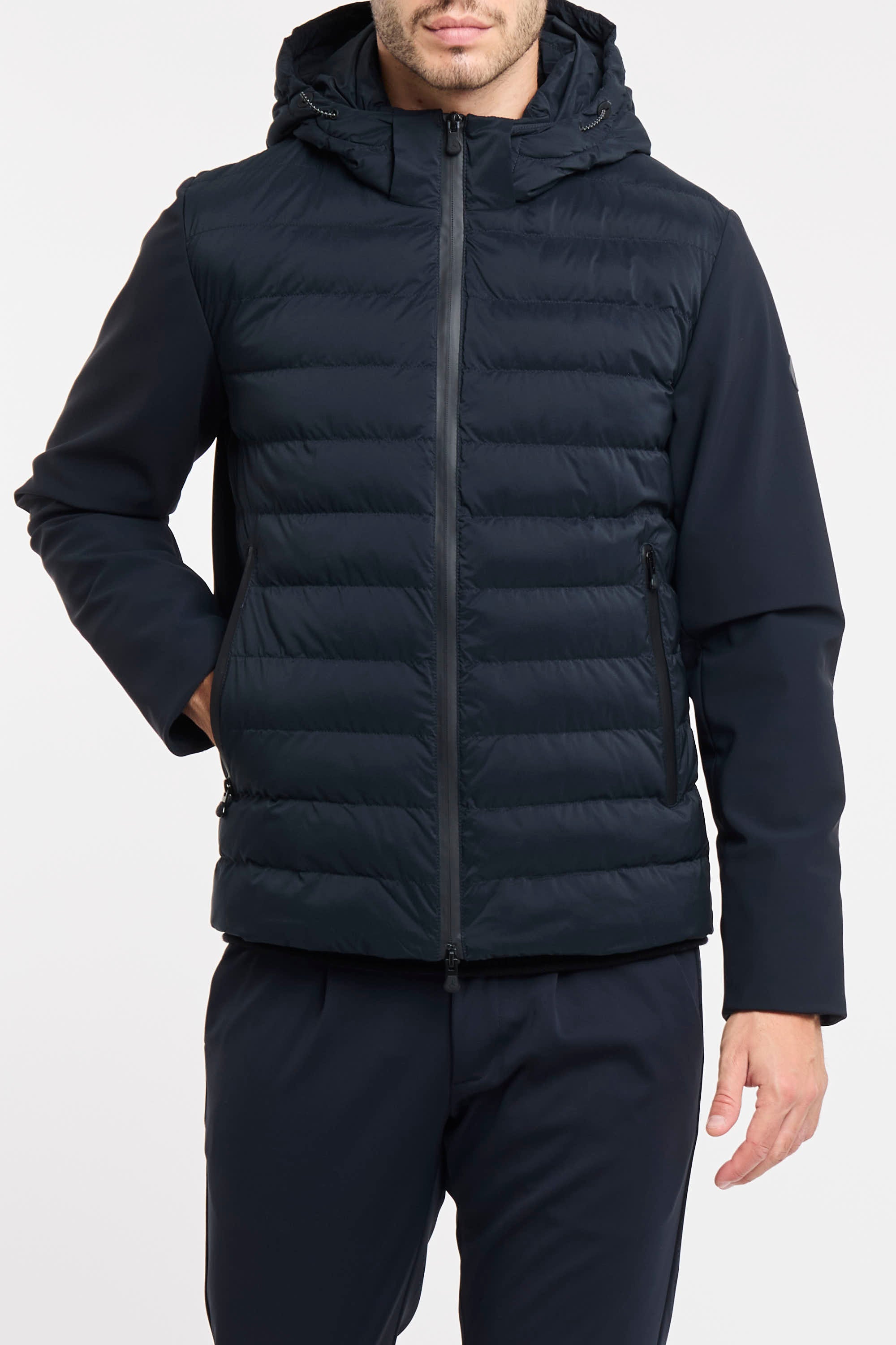 Giubbino People Of Shibuya in nylon soft touch con piumino davanti