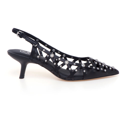 Sling-back ASH Bizarre in pelle laserata con borchie e tacco 50 mm