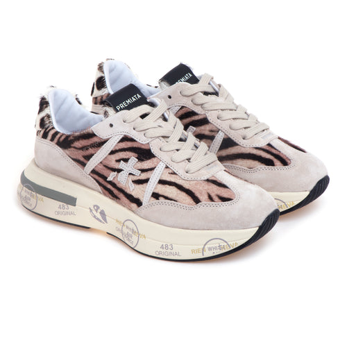 Sneaker Premiata Cassie in camoscio e cavallino zebrato - 2