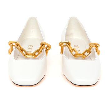 Ballerina Guess in pelle con punta quadra e citurino in metallo - 5
