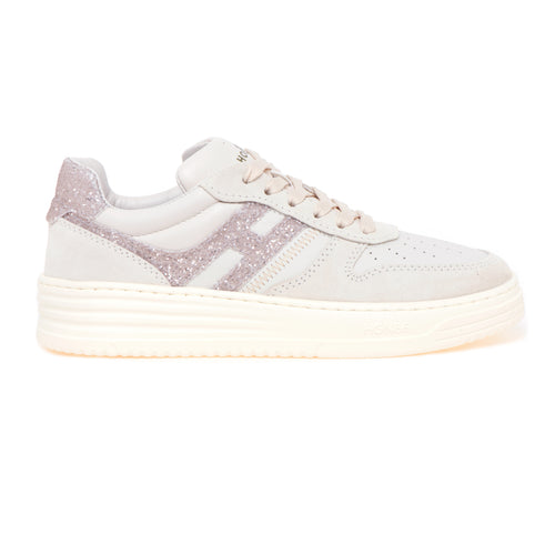 Sneaker Hogan H630 basket in pelle e camoscio con glitter