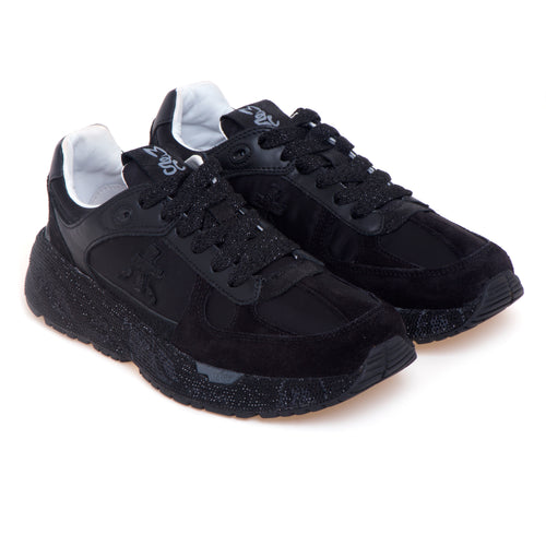 Sneaker Premiata Mase in camoscio e tessuto con strass - 2