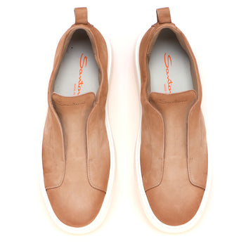 Sneaker Santoni slip-on in nabuck anticato - 5