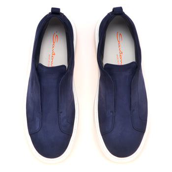 Sneaker Santoni slip-on in nabuck anticato - 4