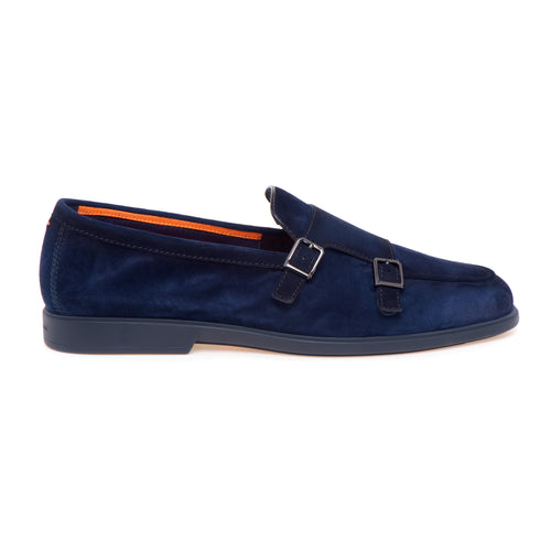 Mocassino doppia fibbia Santoni in camoscio