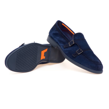 Mocassino doppia fibbia Santoni in camoscio - 4