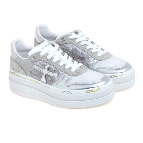 Sneaker Premiata Micol in pelle laminata e tessuto con maxi-platform - 2