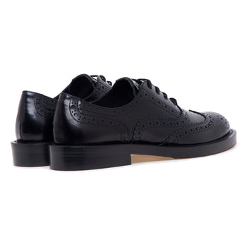 Stringata stile inglese Guglielmo Rotta in pelle spazzolata con suola in cuoio e gomma - 3