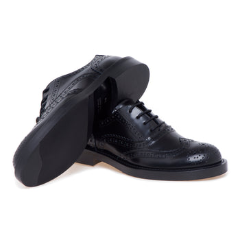 Stringata stile inglese Guglielmo Rotta in pelle spazzolata con suola in cuoio e gomma - 4