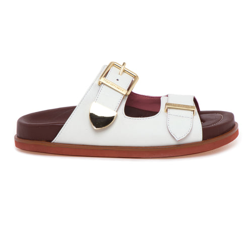 Ciabatta Lorenzo Mari in pelle con doppia fascia e fussbet