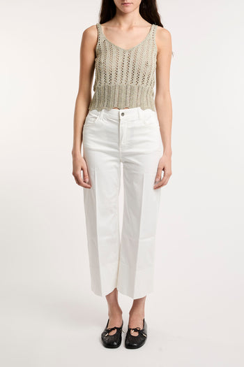 Top Kaos in crochet lurex con spalline  CHAMPAGNE - 4