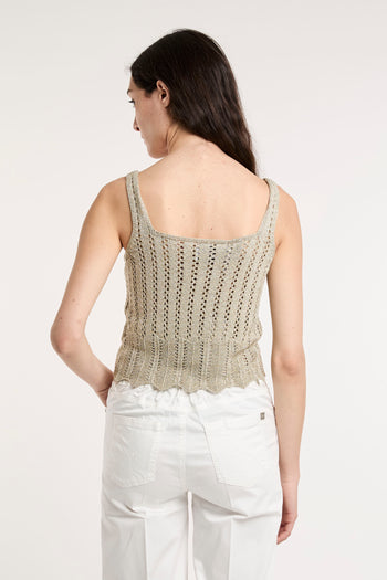 Top Kaos in crochet lurex con spalline  CHAMPAGNE - 5
