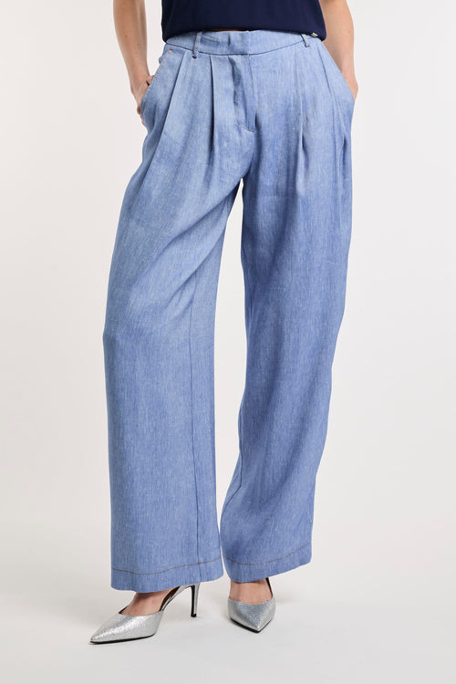 Pantalone Kaos wide-leg in misto lino