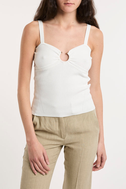 Top Kaos a coste con accessorio piercing