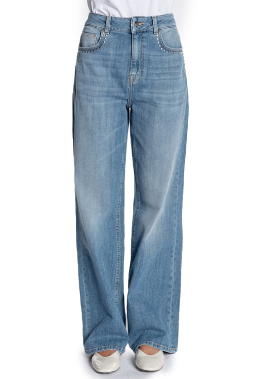 Jeans Kaos a palazzo lavaggio medio con borchie