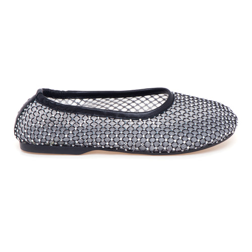 Ballerina Alohas "Lorain" in tessuto retinato con microstrass
