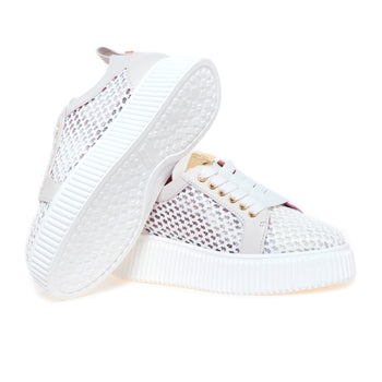 Sneaker Lorenzo Mari in tessuto intrecciato e pelle con platform in gomma leggera - 4