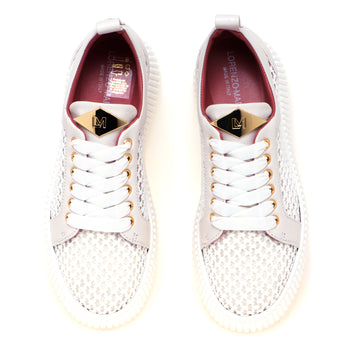 Sneaker Lorenzo Mari in tessuto intrecciato e pelle con platform in gomma leggera - 5