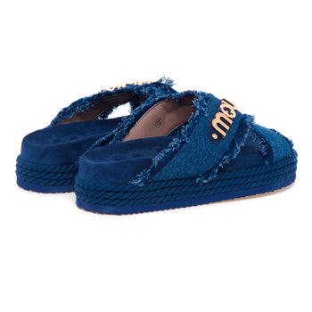 Ciabatta MOU con fasce incrociate in canvas e maxi logo in metallo - 3