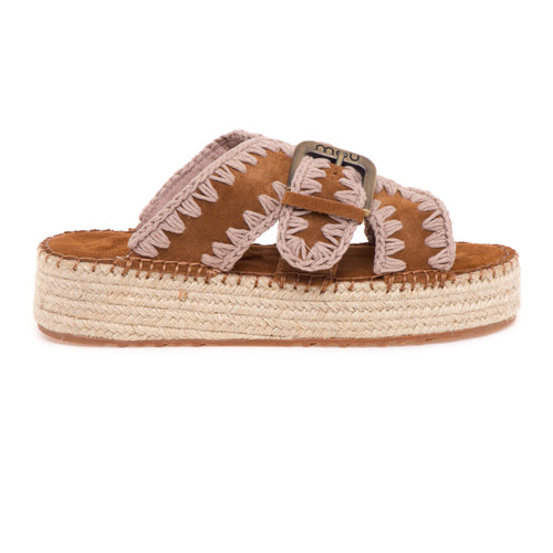 Ciabatta MOU in suede con fascia e fibbia