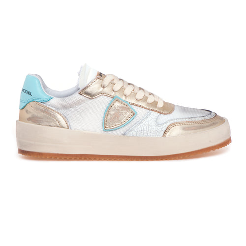 Sneaker Philippe Model "Nice" in pelle laminata e tessuto