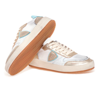 Sneaker Philippe Model "Nice" in pelle laminata e tessuto - 4
