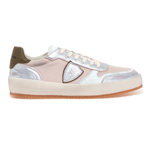 Sneaker Philippe Model "Nice" in pelle laminata e tessuto