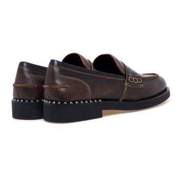 Mocassino ASH in pelle effetto vintage con borchie - 3