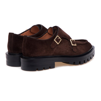 Scarpa Santoni in camoscio con doppia fibbia - 3