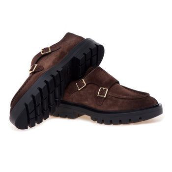 Scarpa Santoni in camoscio con doppia fibbia - 4