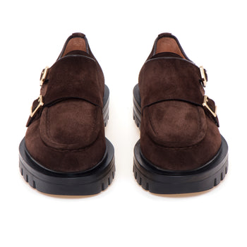 Scarpa Santoni in camoscio con doppia fibbia - 5