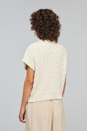 Semicouture cardigan Janira in cotone punto treccia - 4