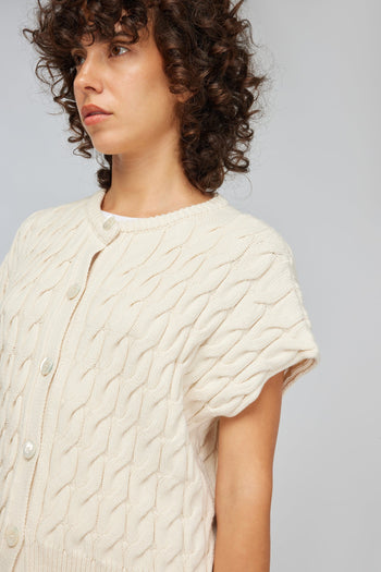 Semicouture cardigan Janira in cotone punto treccia - 5